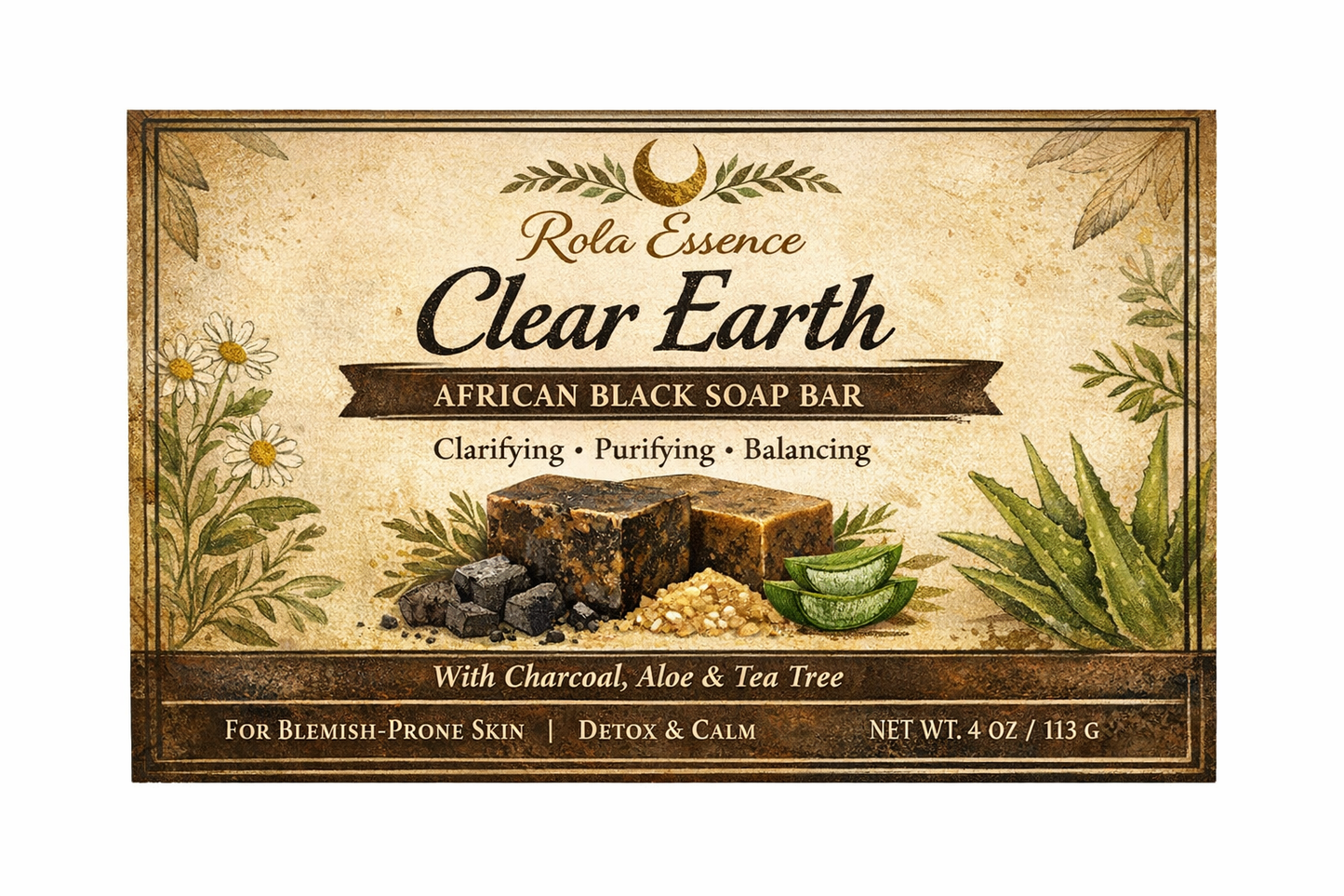 Clear Earth - African Black Soap Massage Bar