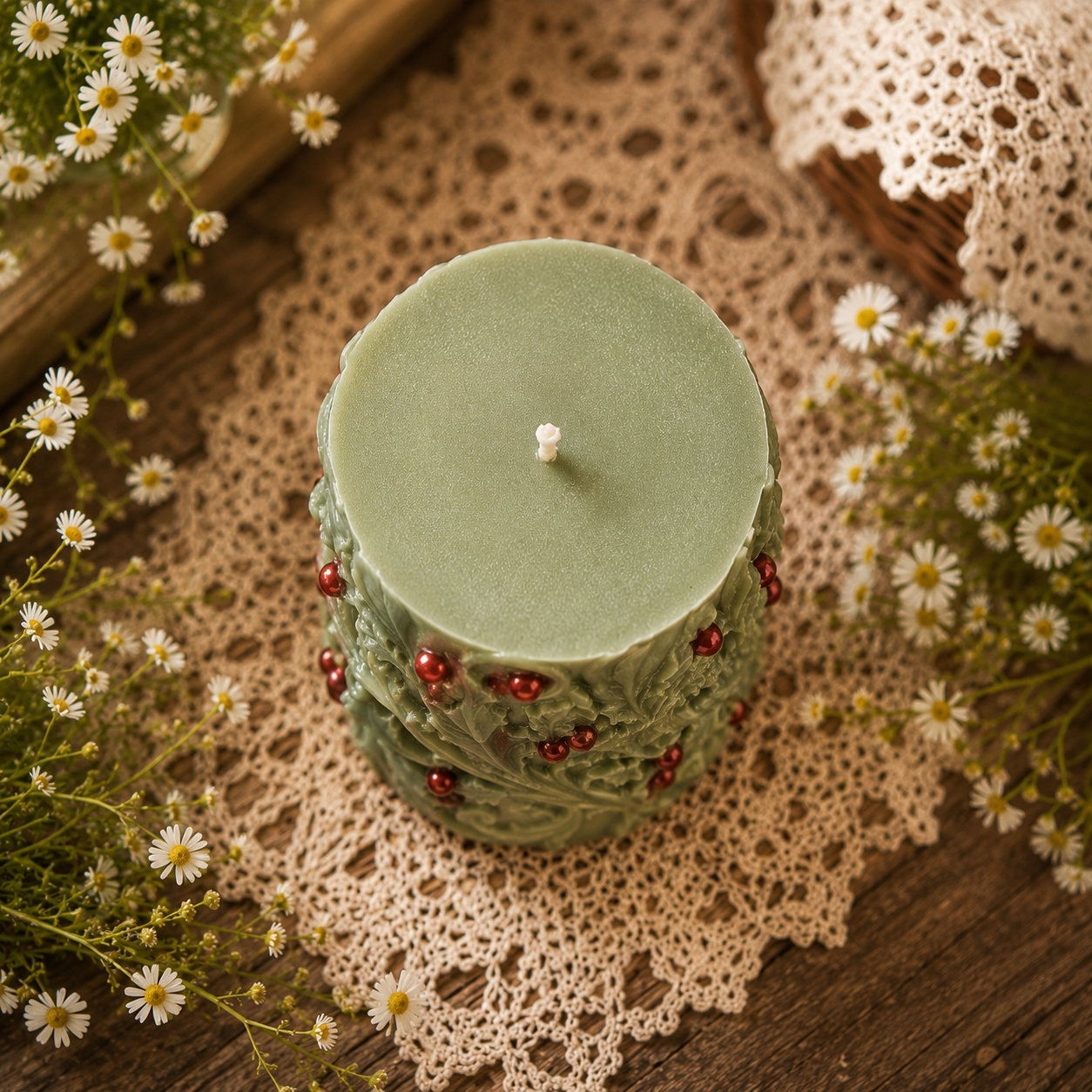 Winterberry Hollow Beeswax Candle