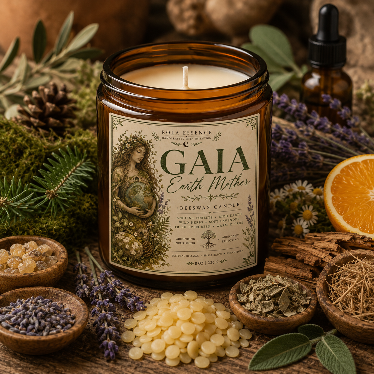 Gaia: Earth Mother Beeswax Candle