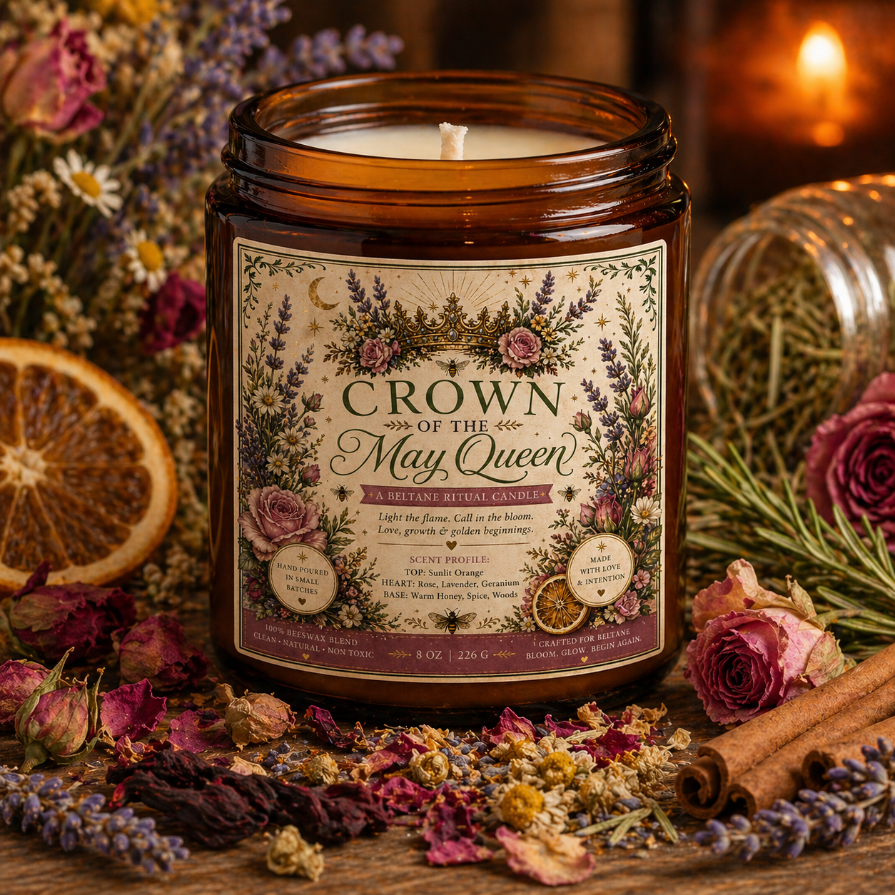 Crown of the May Queen Beeswax Candle