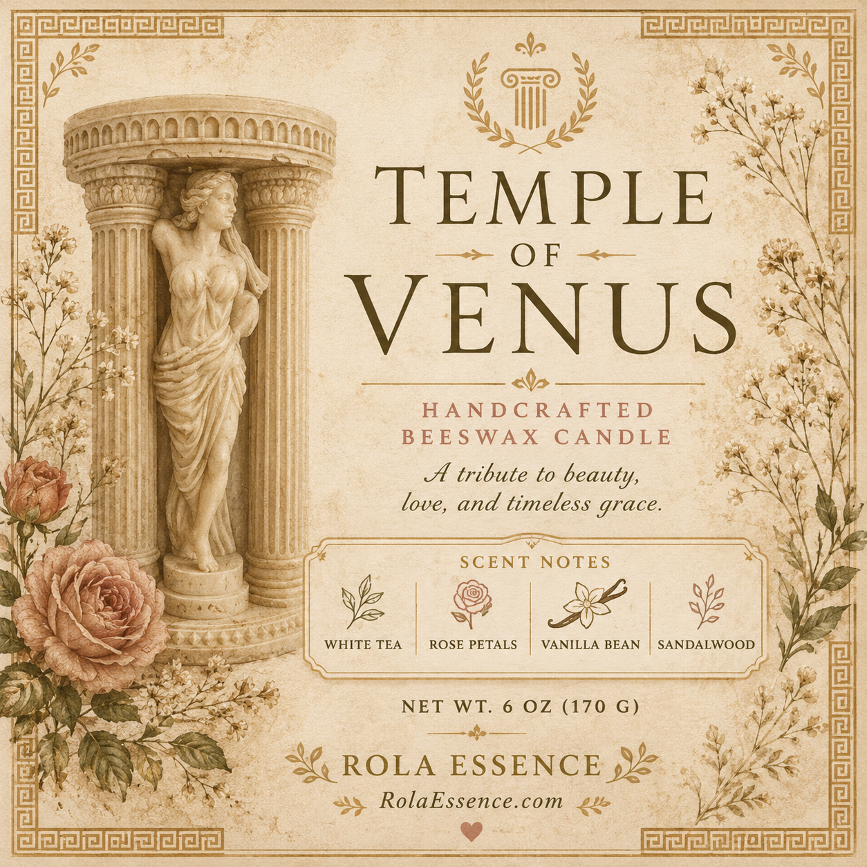 Temple of Venus Beeswax Candle