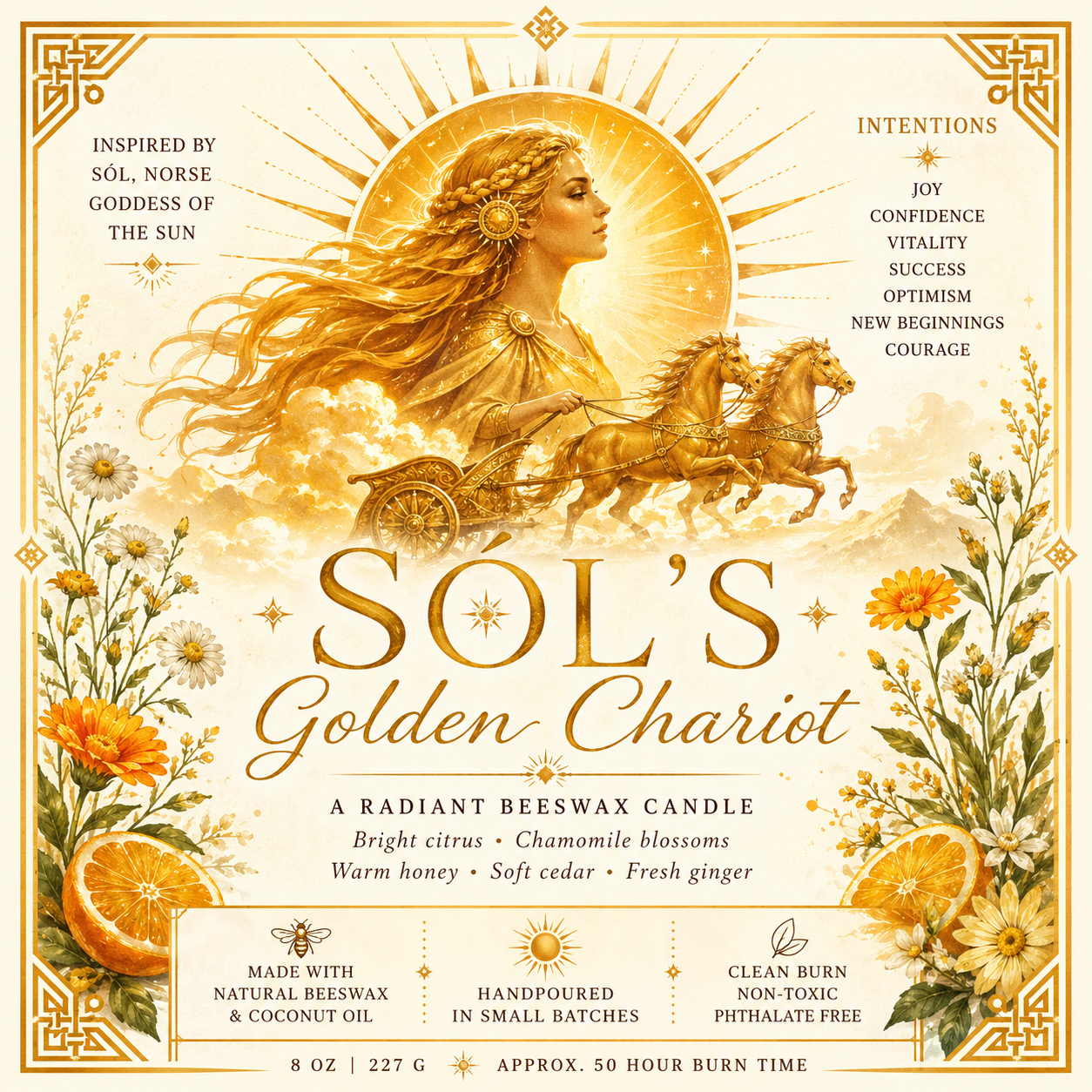 Sól’s Golden Chariot | Radiant Beeswax Candle