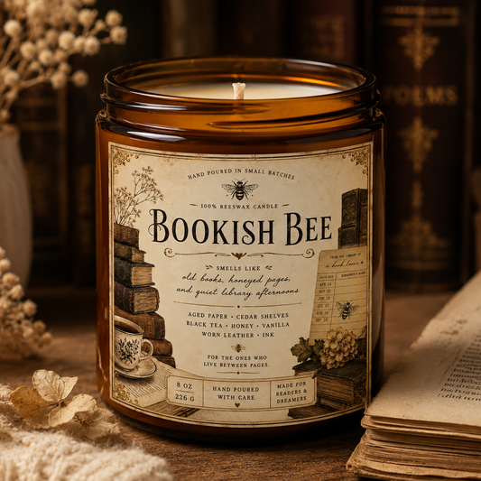 Bookish Bee Beeswax Candle