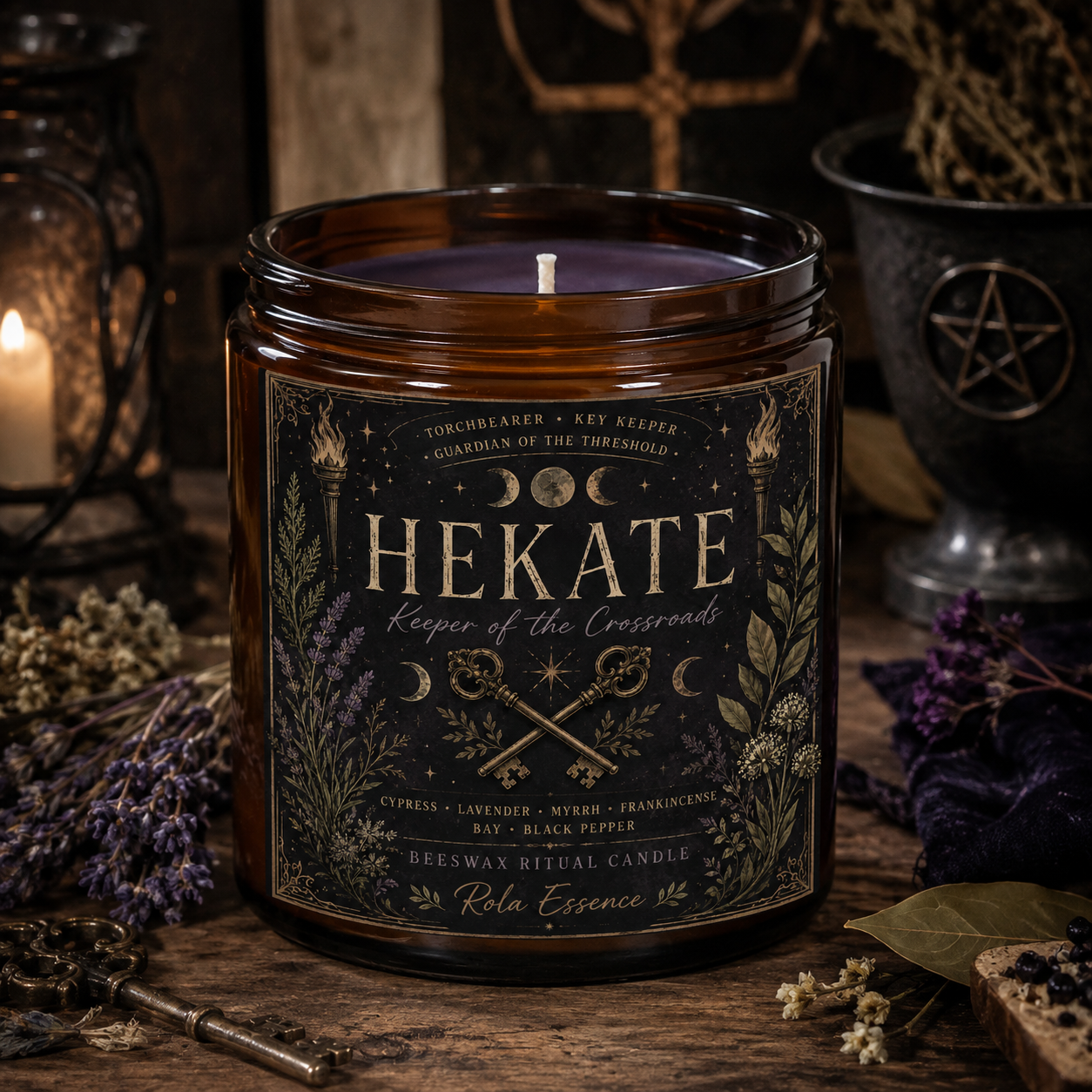 Hekate Beeswax Candle | Keeper of the Crossroads