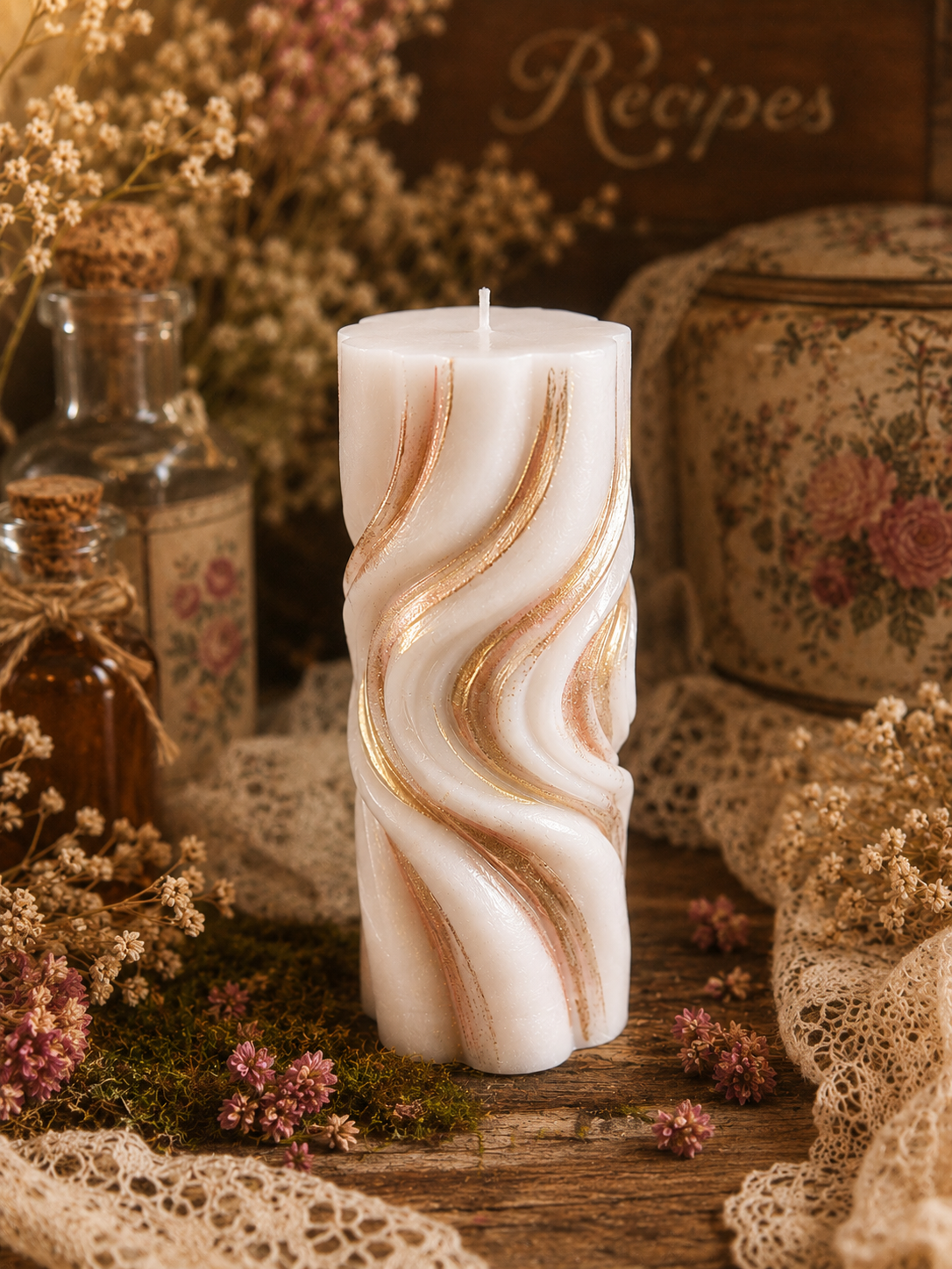 Rosewater Goddess Candle | Bathed in Roses, Kissed in Gold