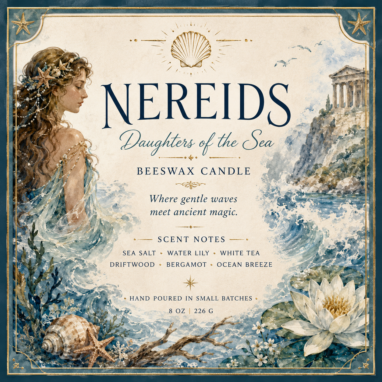 Nereids: Daughters of the Sea | Beeswax Candle