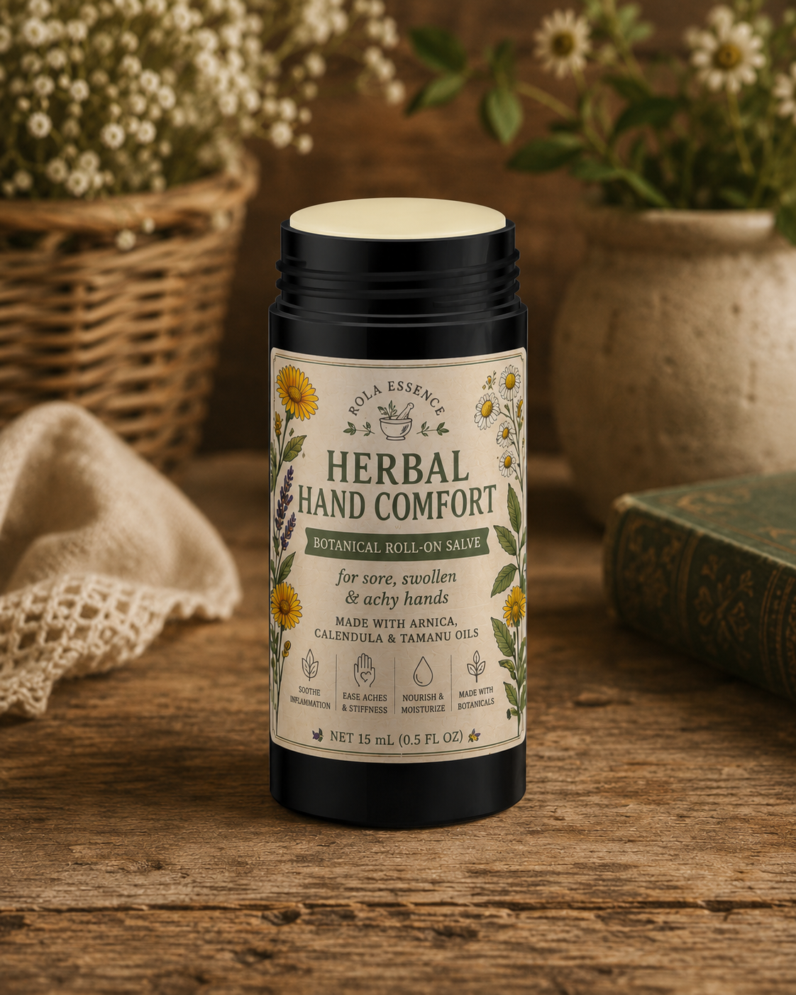 Herbal Hand Comfort Botanical Roll-On Salve - Soothe • Comfort • Nourish