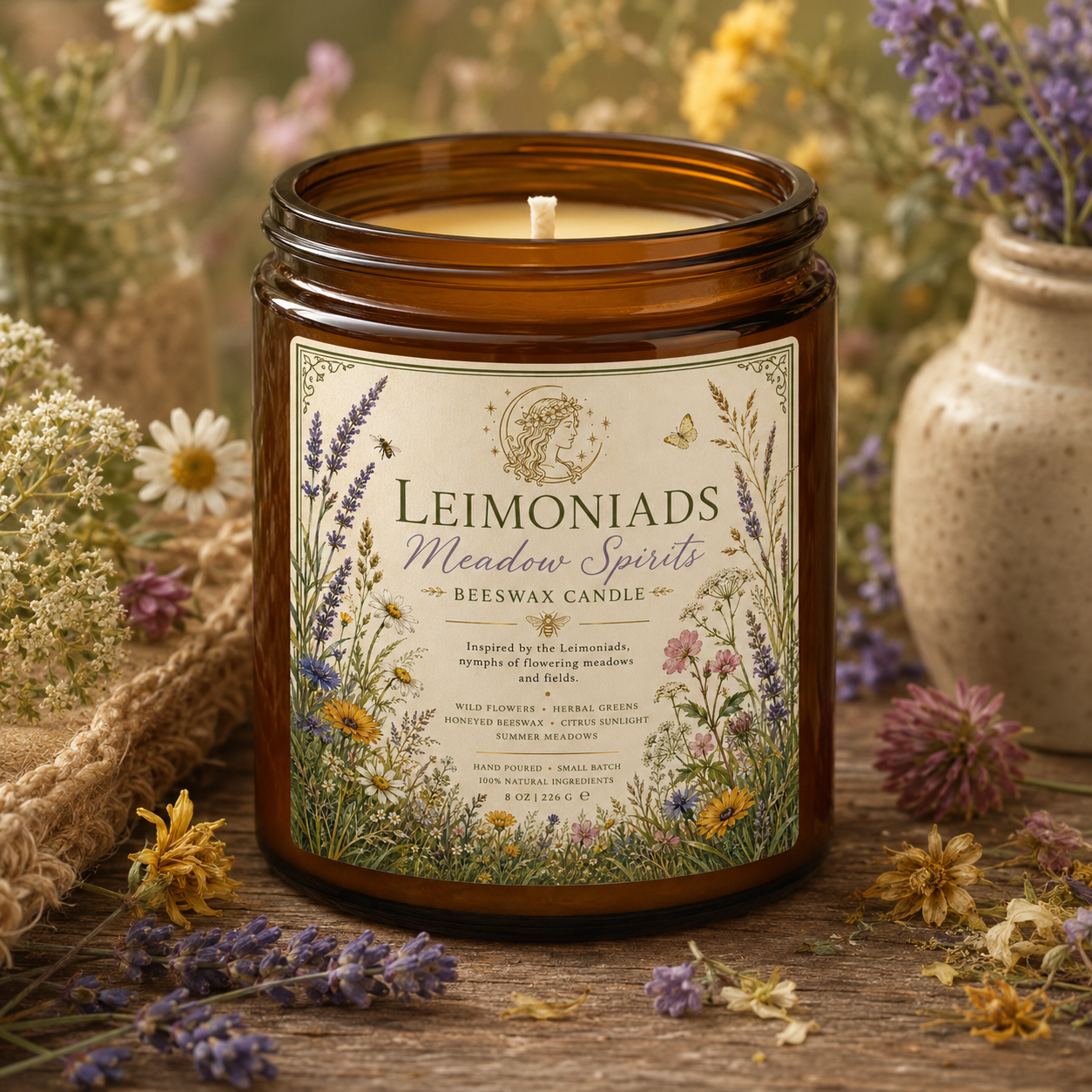 Leimoniads Meadow Spirits Beeswax Candle