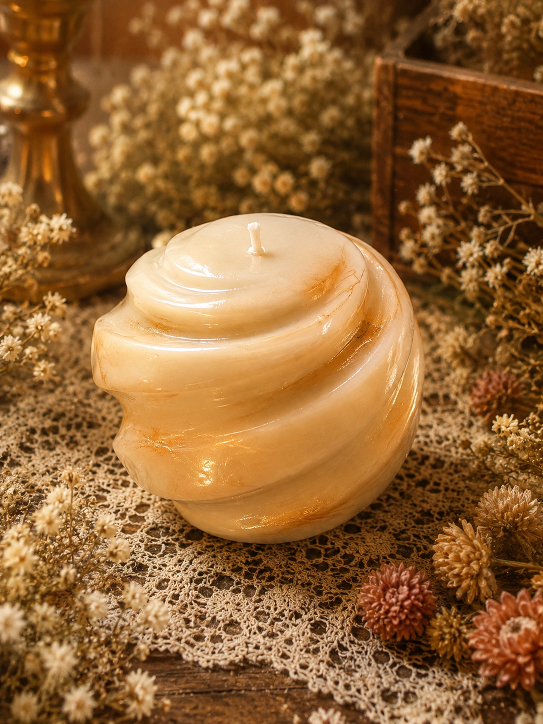 Amberwhirl Sculptural Beeswax Candle