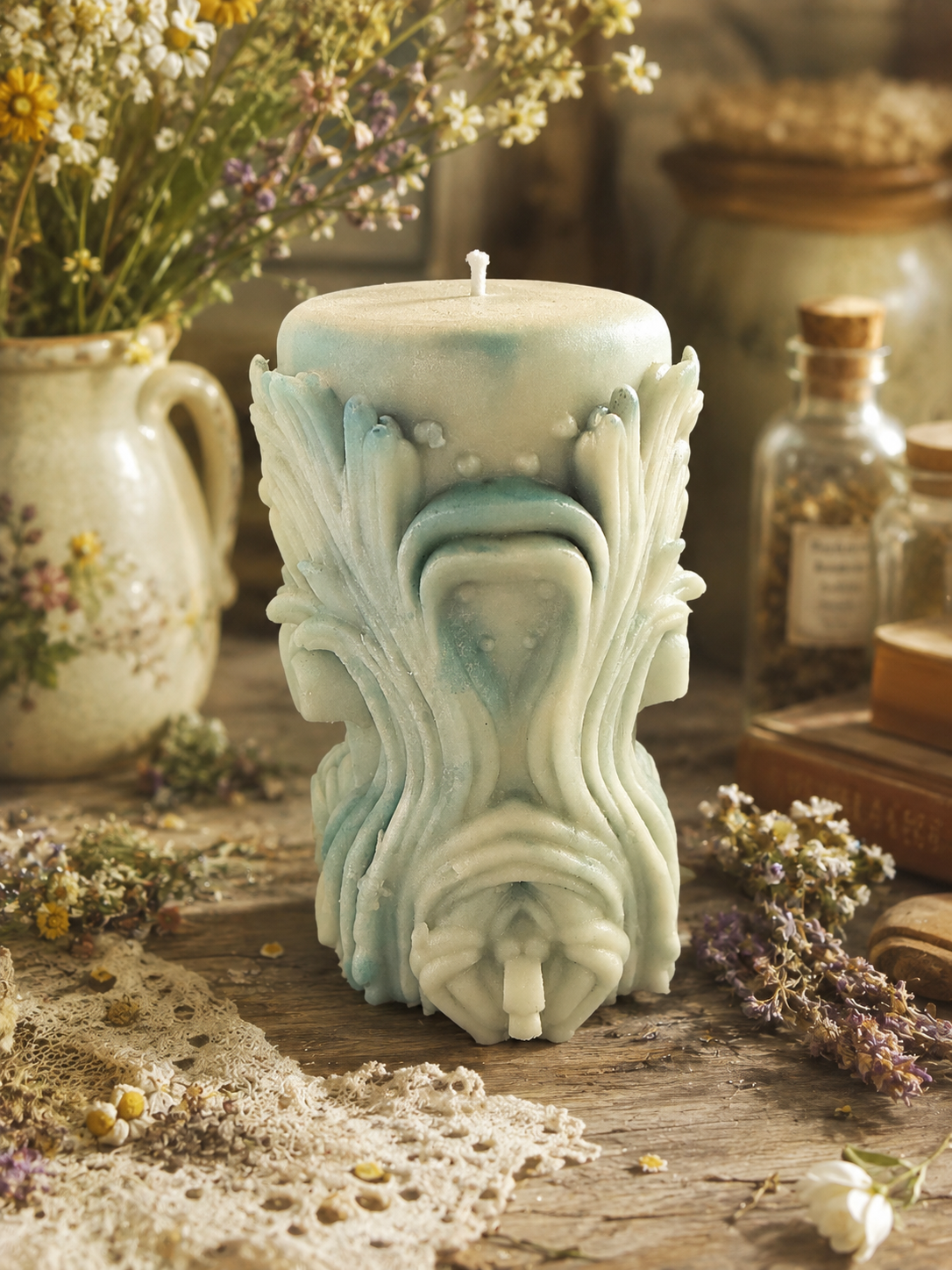 Amphitrite’s Tides Beeswax Candle | Where ancient waters whisper, renewal begins
