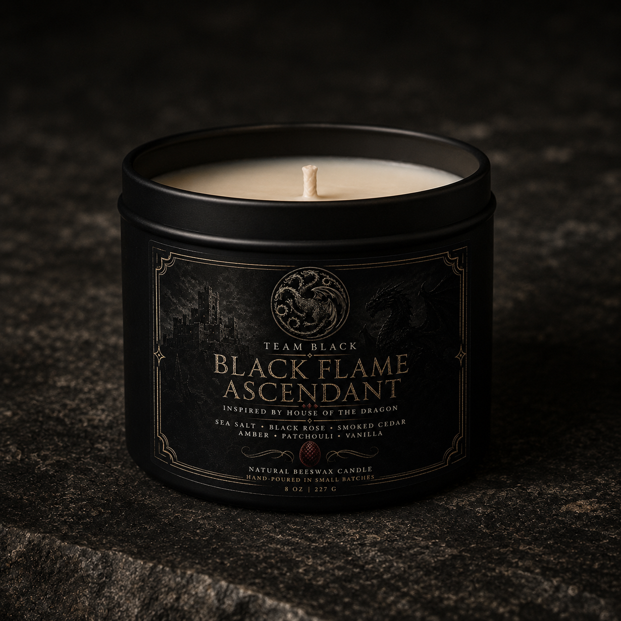 Black Flame Ascendant Candle - House of the Dragon Candle