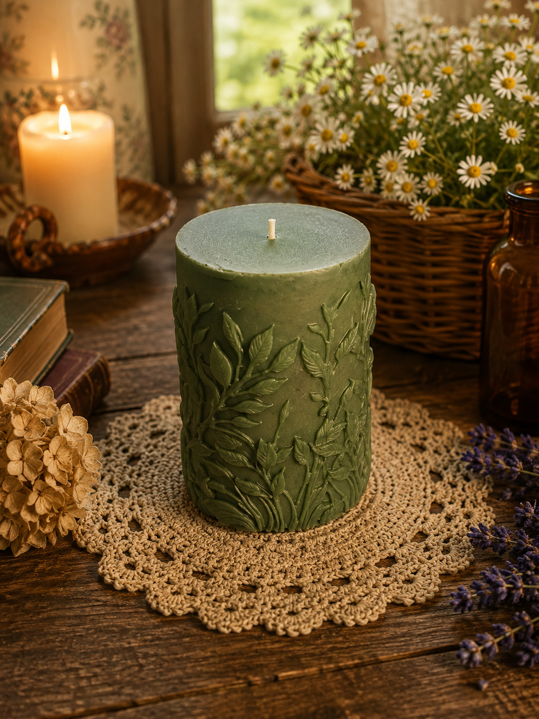 Botanical Garden Beeswax Pillar Candle