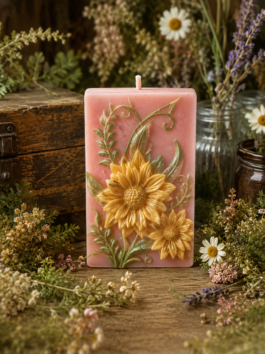 Sun Petal Garden Beeswax Candle | Where golden petals meet garden magic.