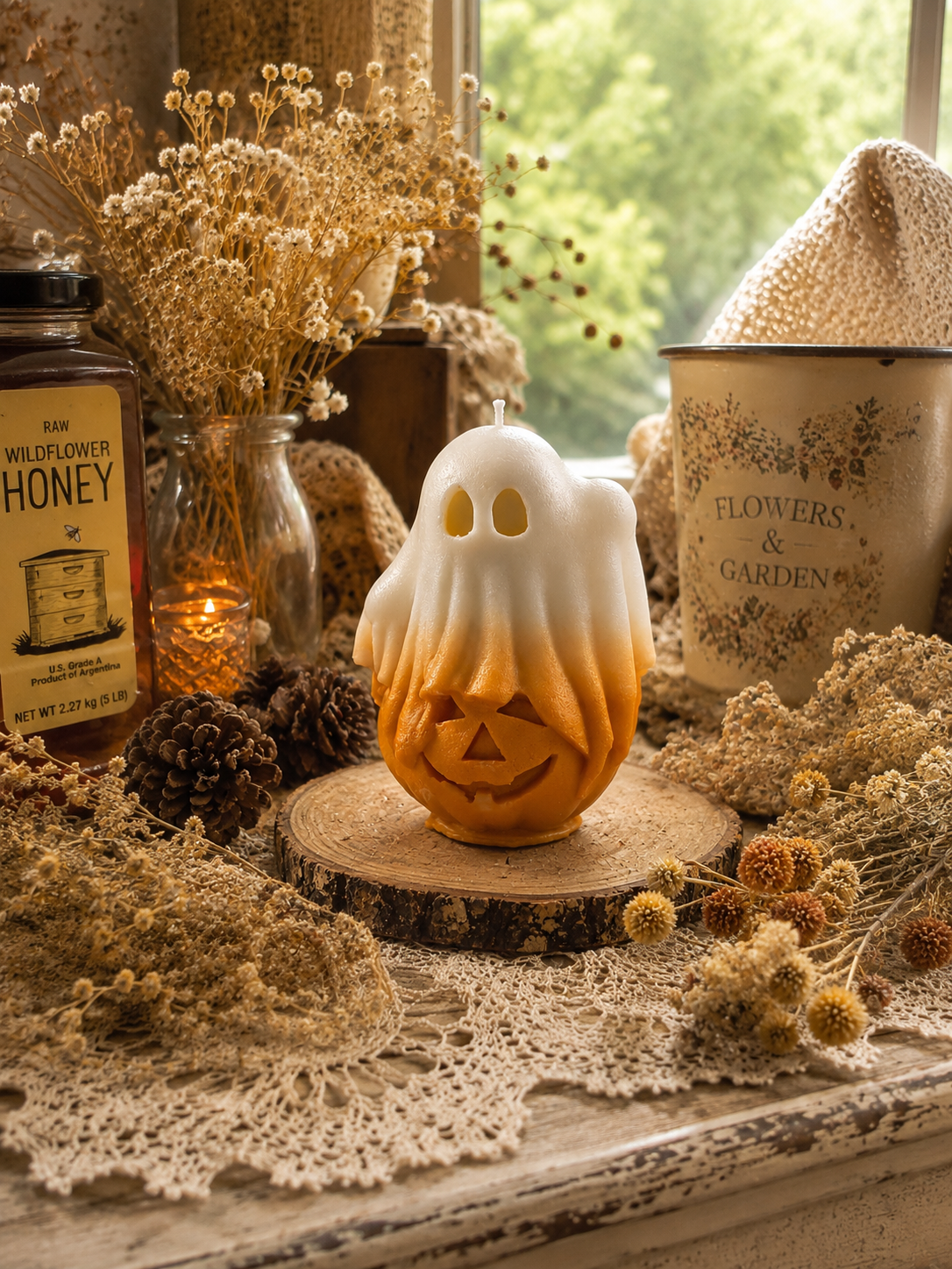 Pumpkin Veil Beeswax Candle