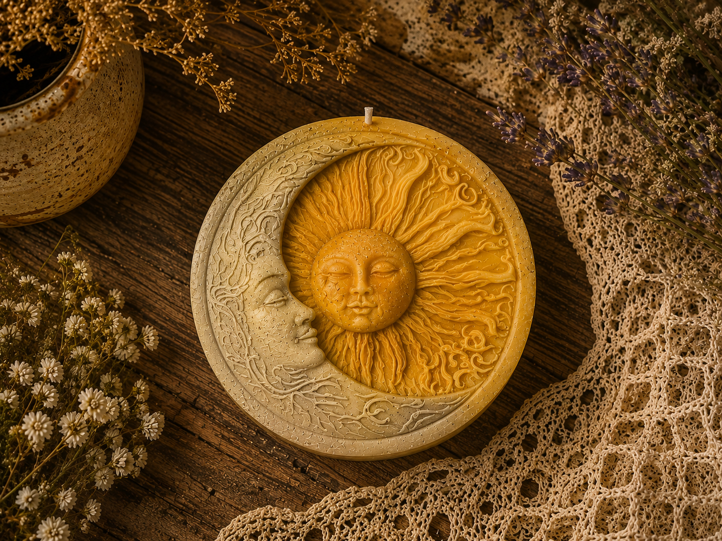 Sunspell & Moonlight | Celestial Beeswax Candle