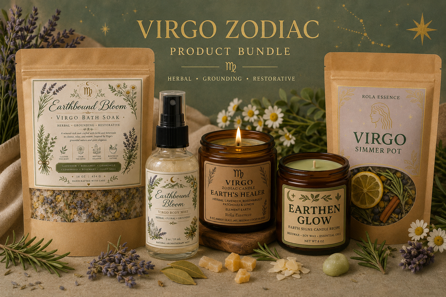 Virgo Zodiac Product Bundle - Earthbound Bloom Collection