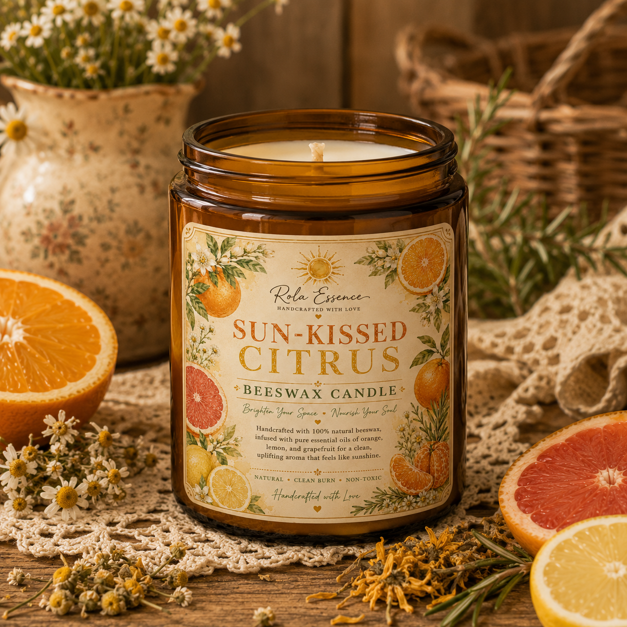 Sun-Kissed Citrus Beeswax Candle