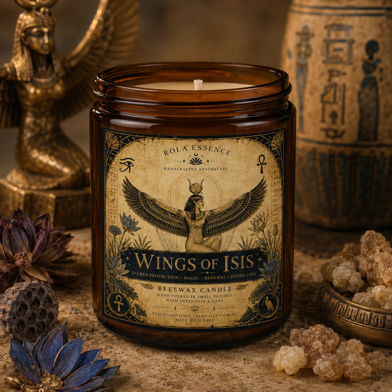 Wings of Isis Goddess Beeswax Candle