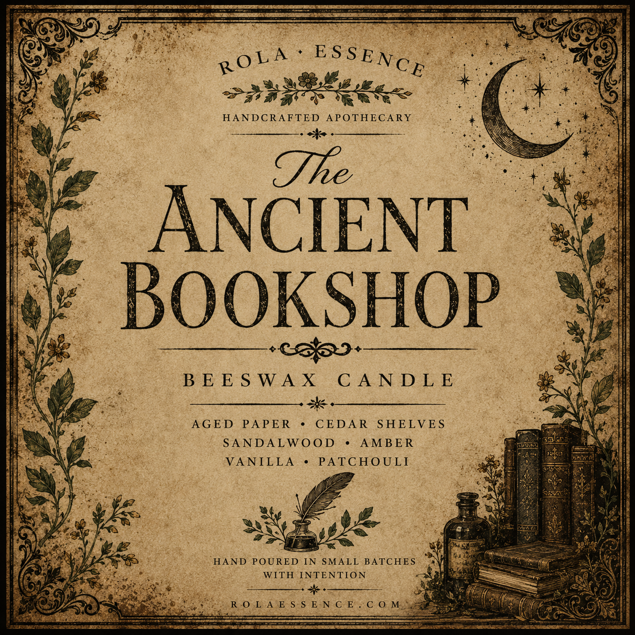 The Ancient Bookshop Beeswax Candle | Where Old Stories Linger