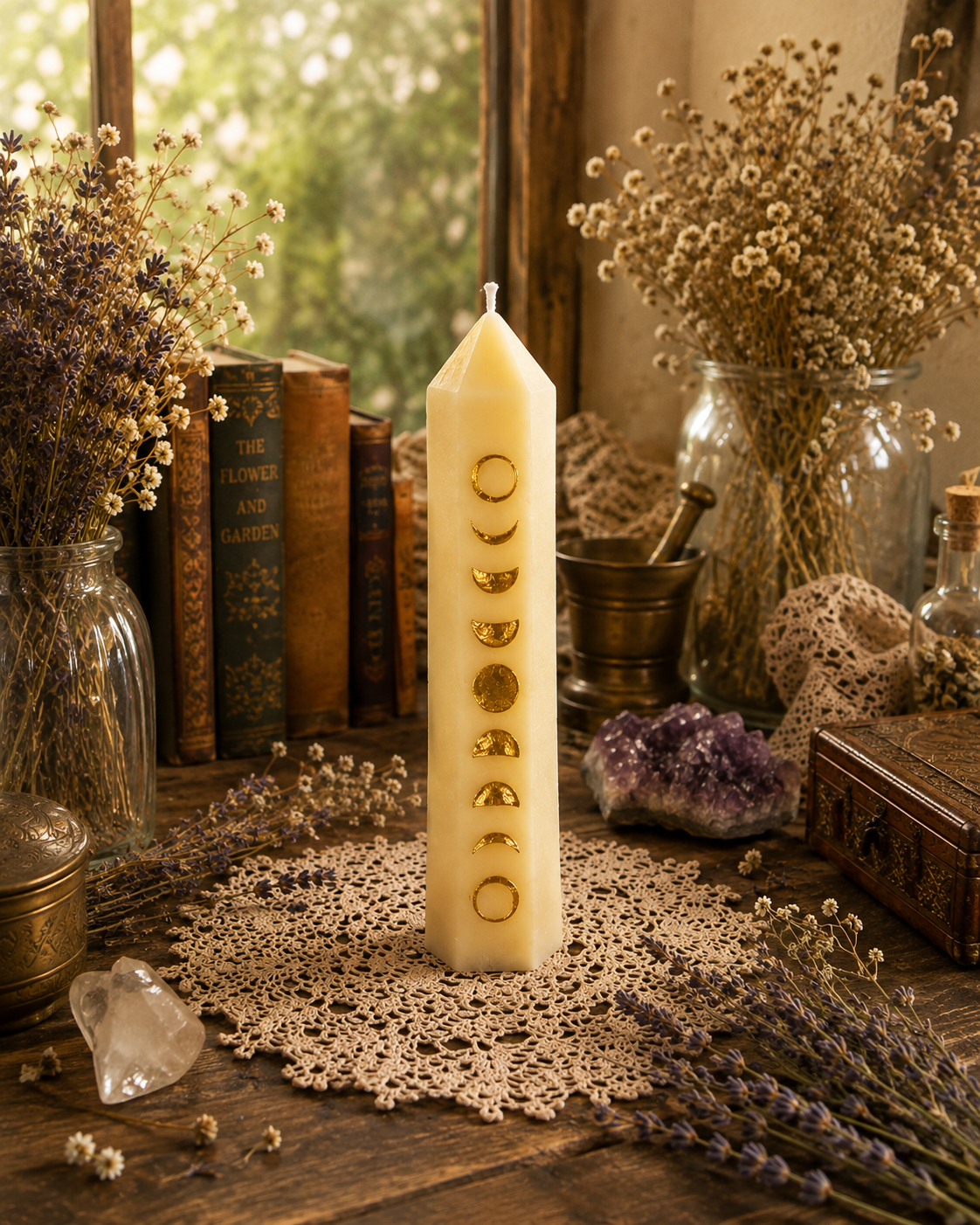Golden Moon Alchemy Beeswax Candle