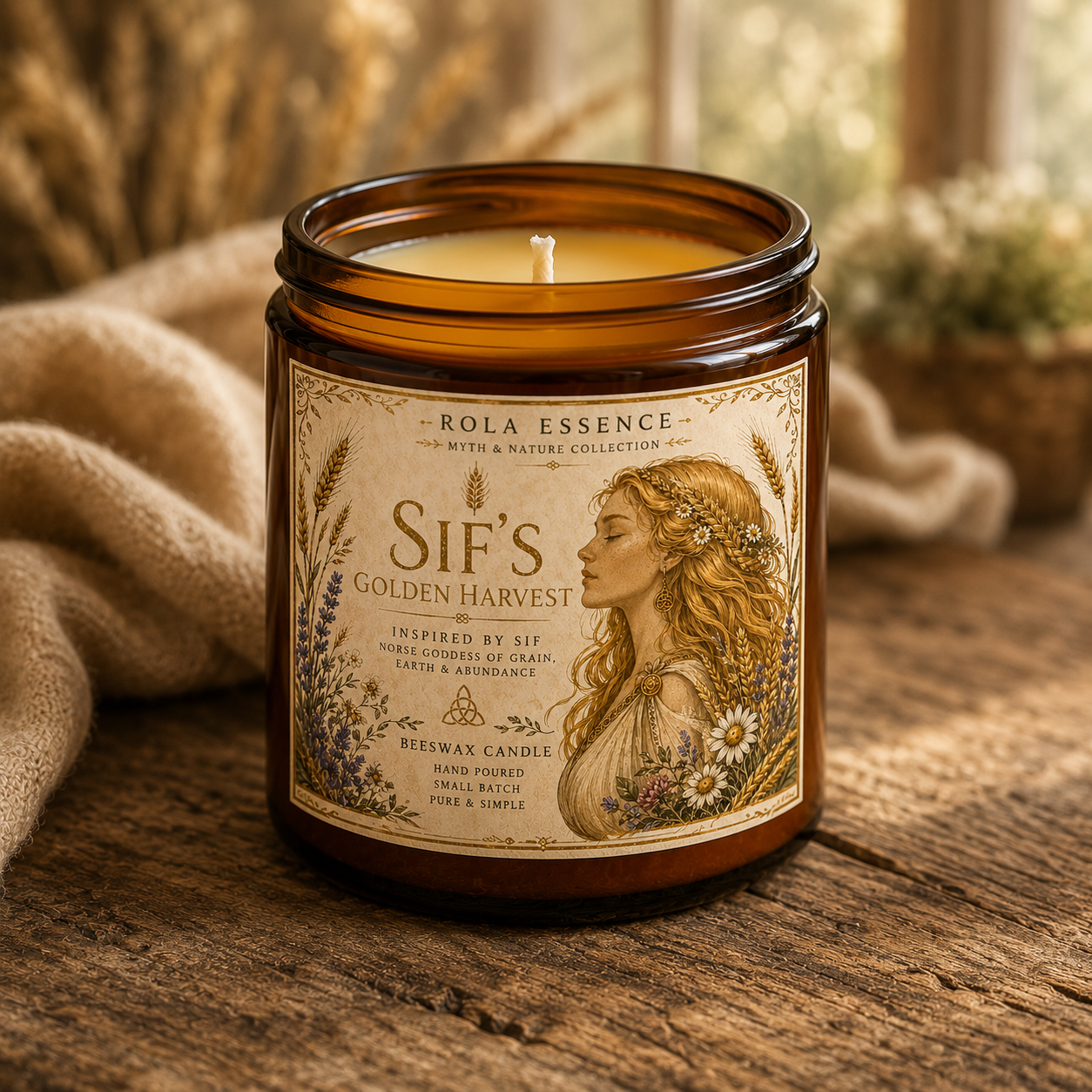 Sif’s Golden Harvest Beeswax Candle