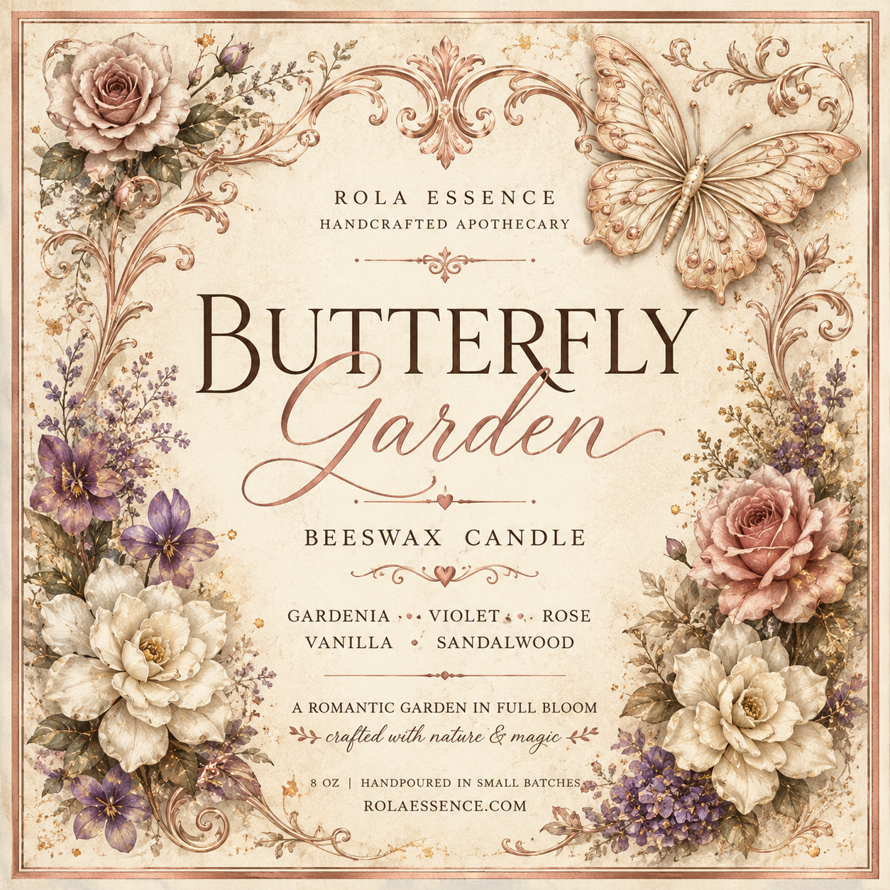 Butterfly Garden Beeswax Candle