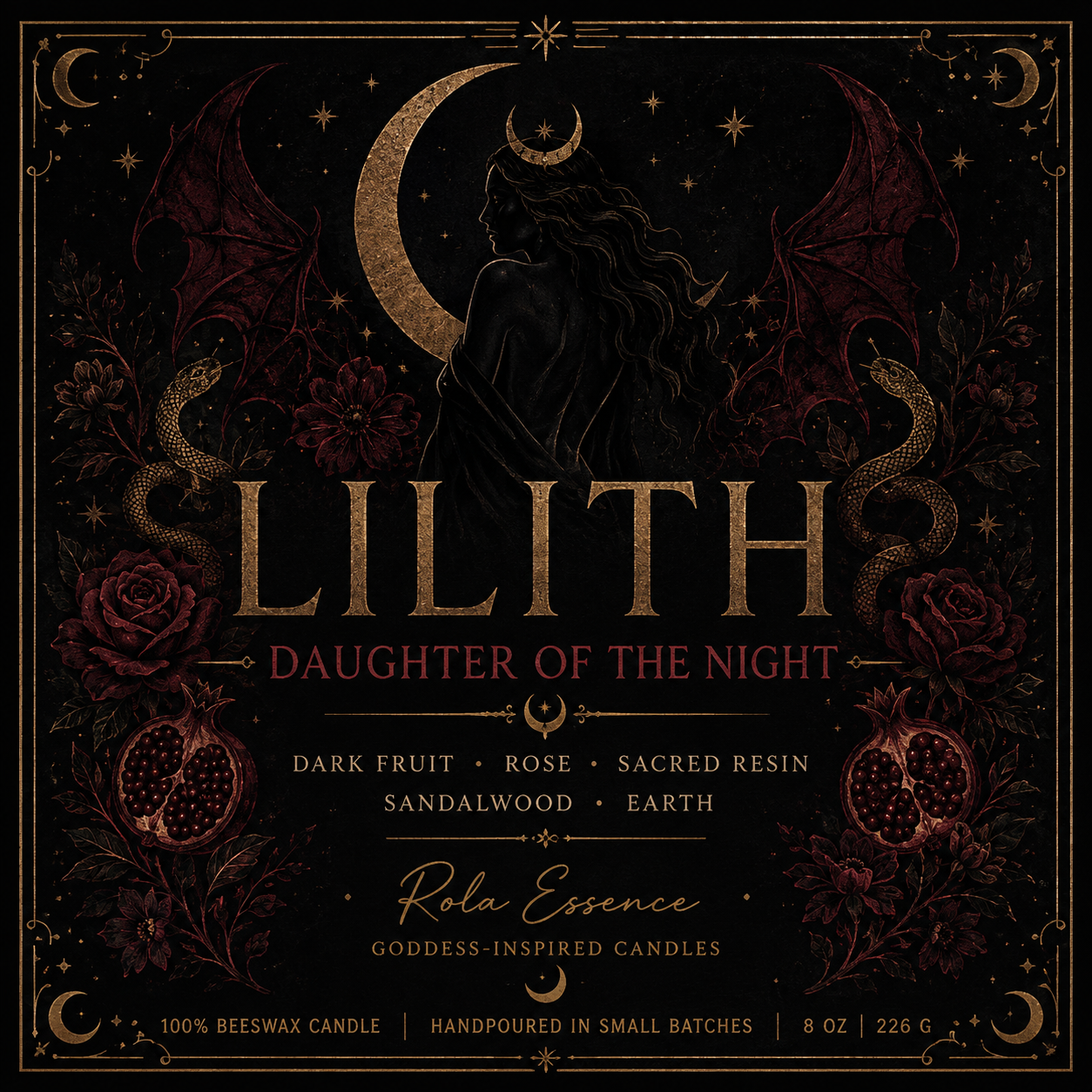 Lilith • Daughter of the Night Beeswax Candle