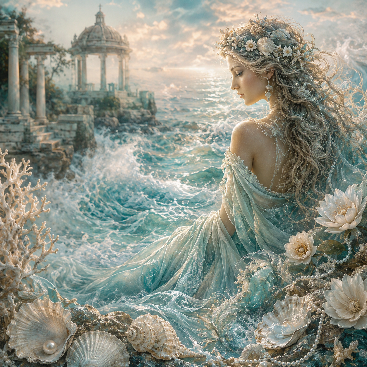 Amphitrite’s Tides Beeswax Candle | Where ancient waters whisper, renewal begins