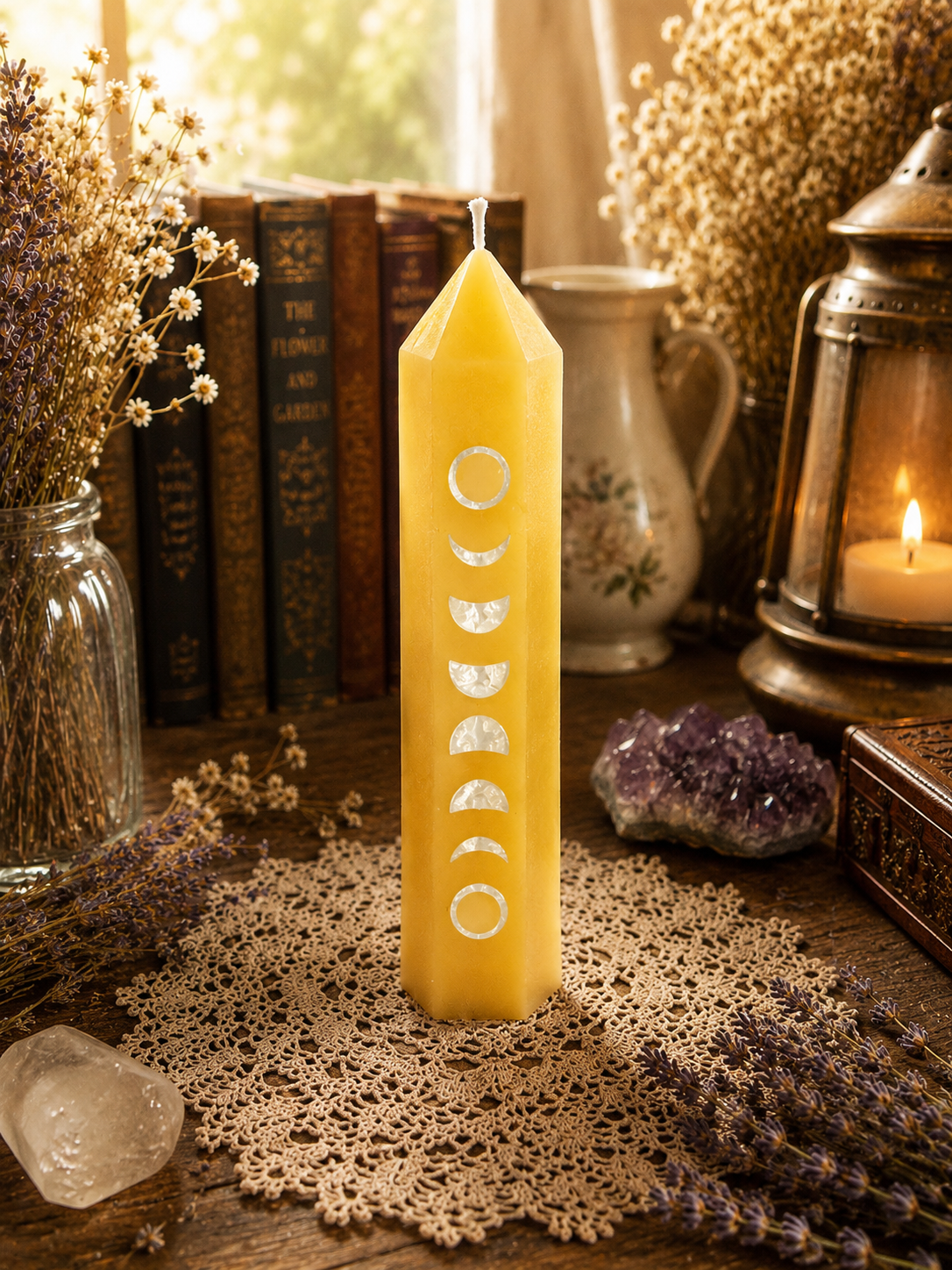 Golden Moon Alchemy Beeswax Candle