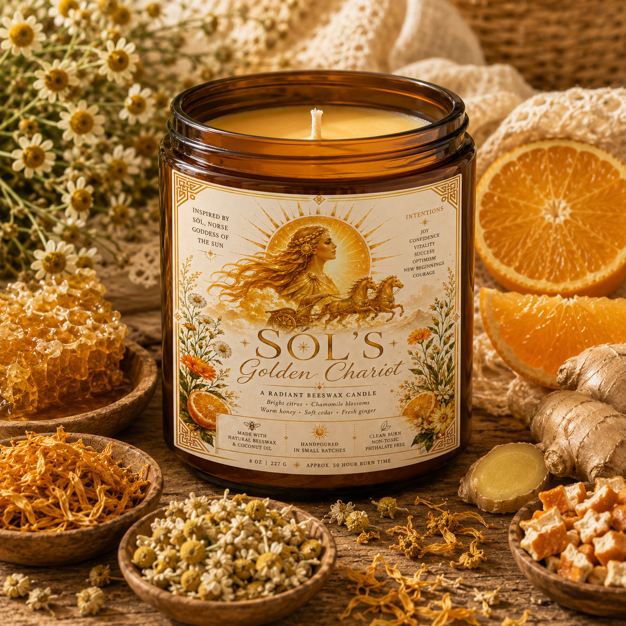 Sól’s Golden Chariot | Radiant Beeswax Candle
