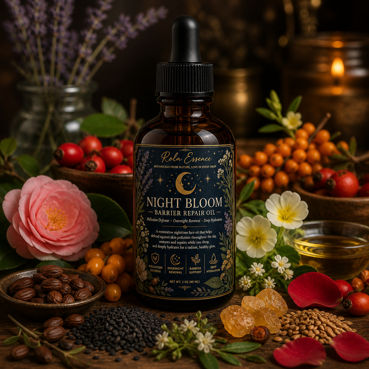 Night Bloom Barrier Repair Oil - Pollution Defense • Overnight Renewal • Deep Hydration