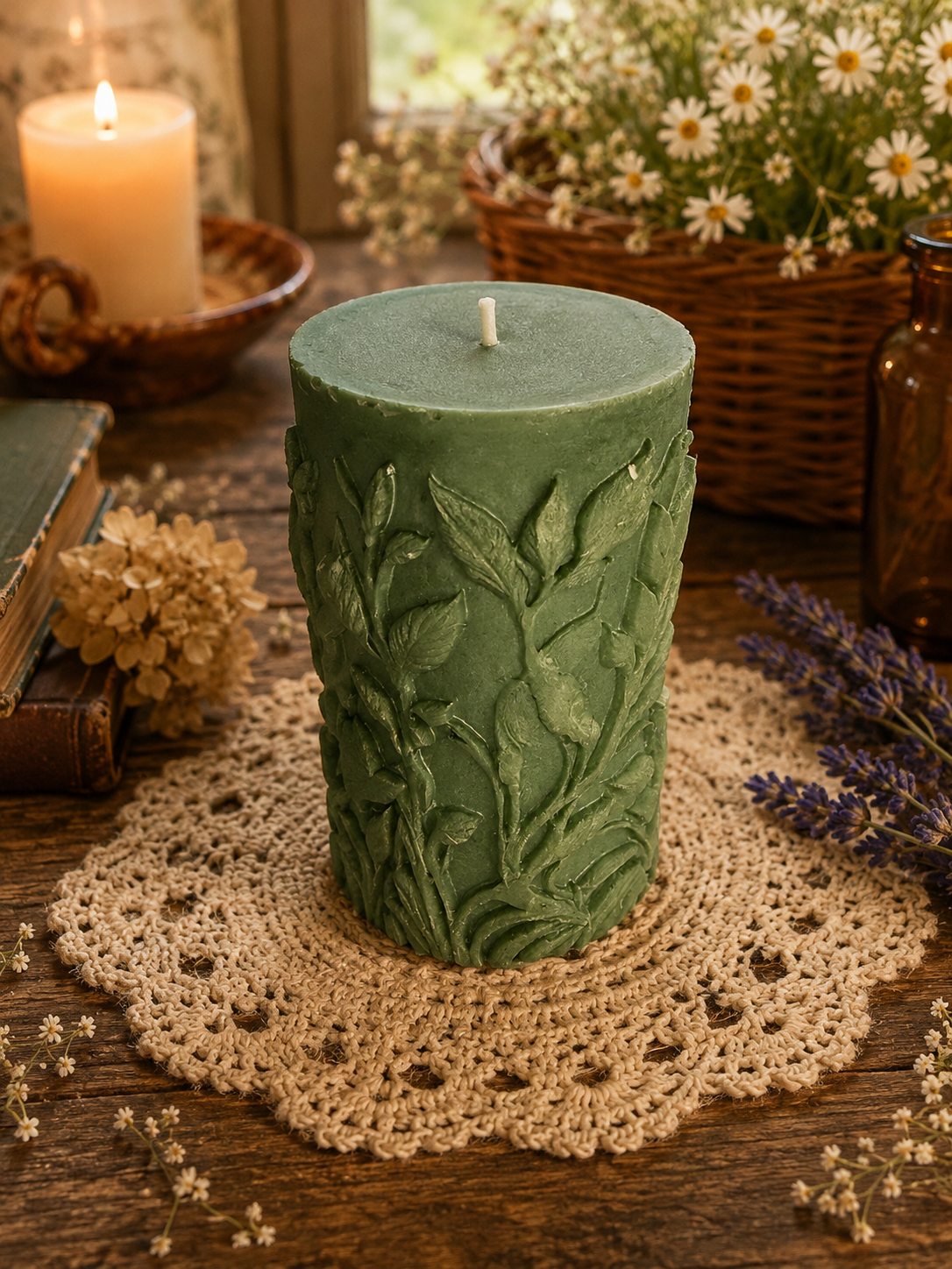 Botanical Garden Beeswax Pillar Candle