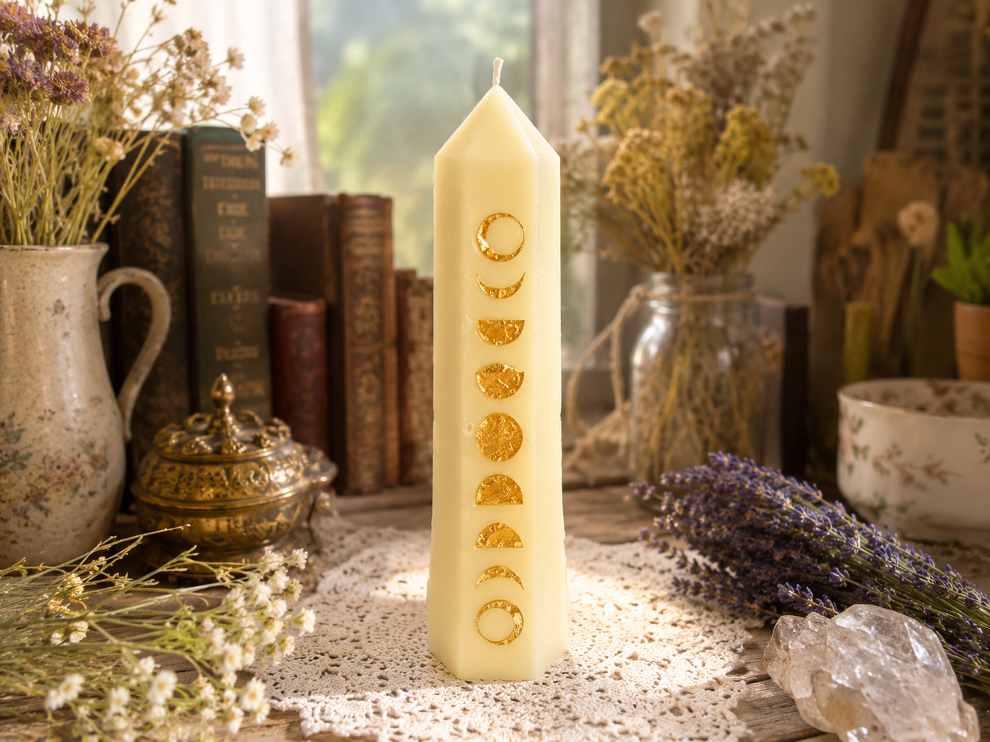 Golden Moon Alchemy Beeswax Candle