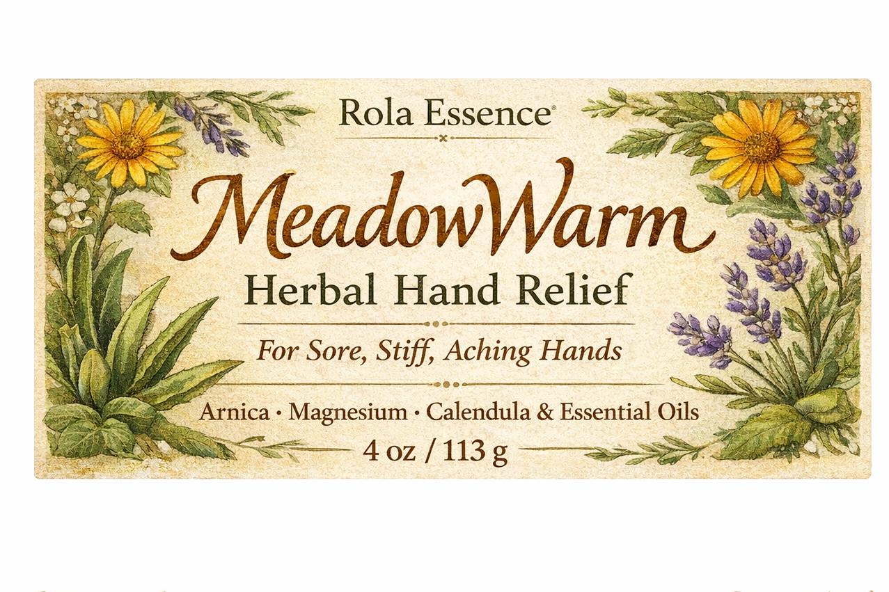 MeadowWarm Herbal Hand Relief Lotion - Soothing Botanical Comfort for Sore, Stiff Hands
