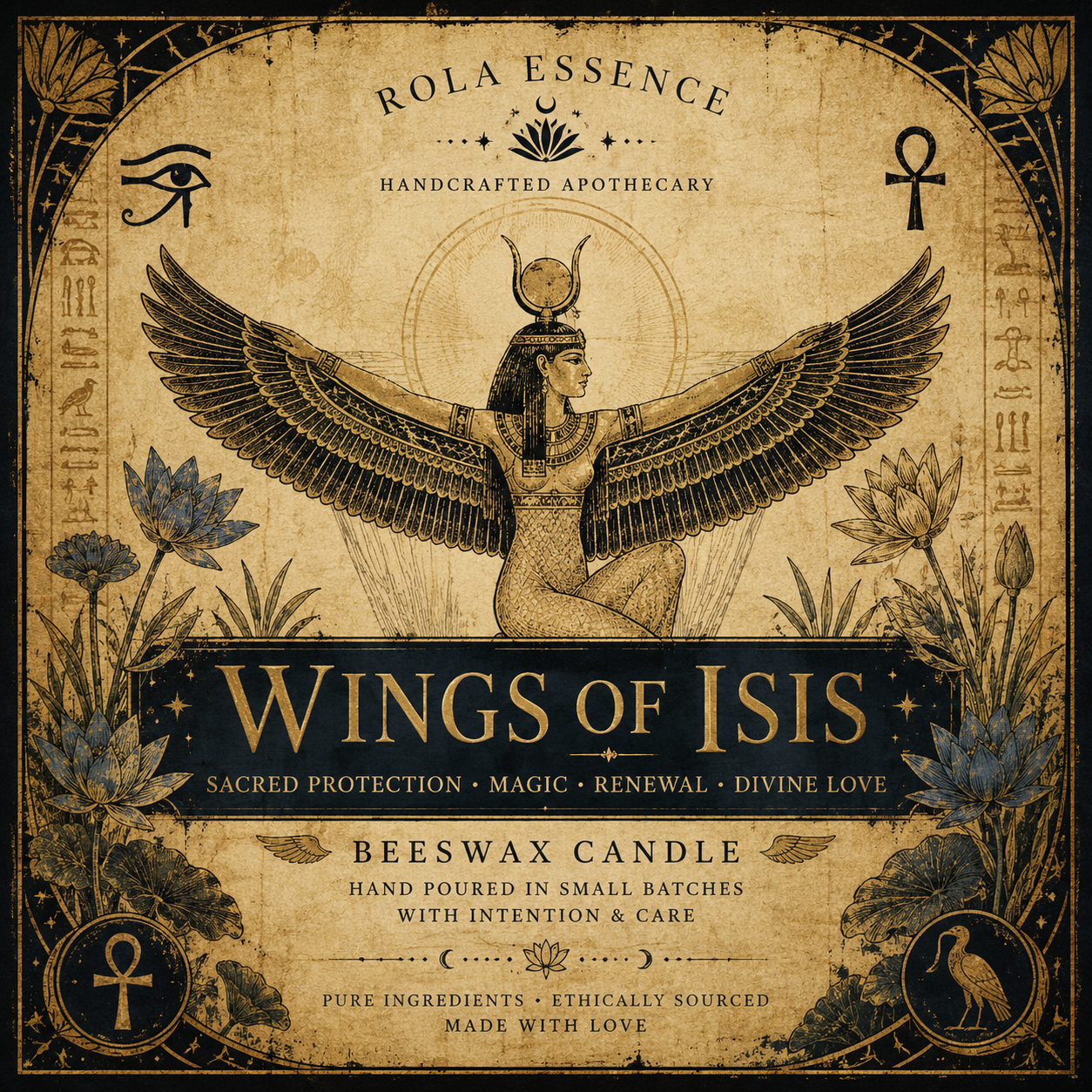 Wings of Isis Goddess Beeswax Candle