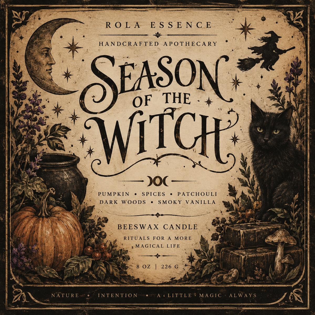 Season of the Witch Beeswax Candle