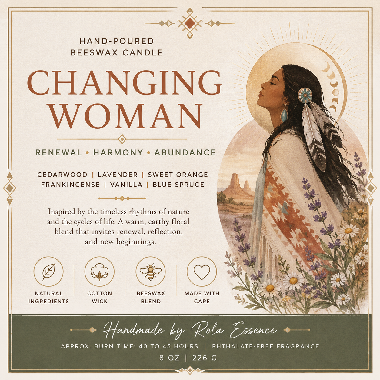 Changing Woman Goddess Beeswax Candle