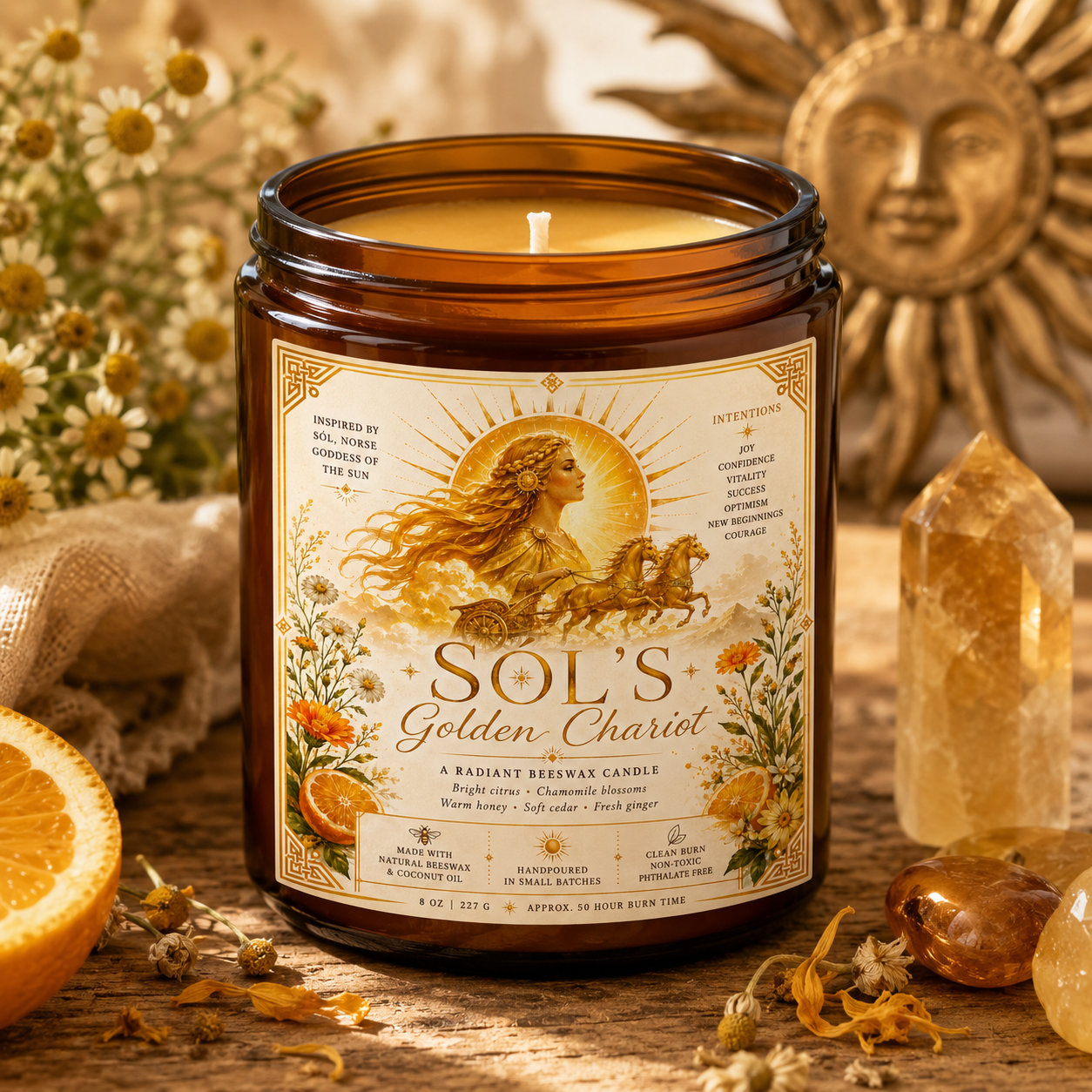 Sól’s Golden Chariot | Radiant Beeswax Candle