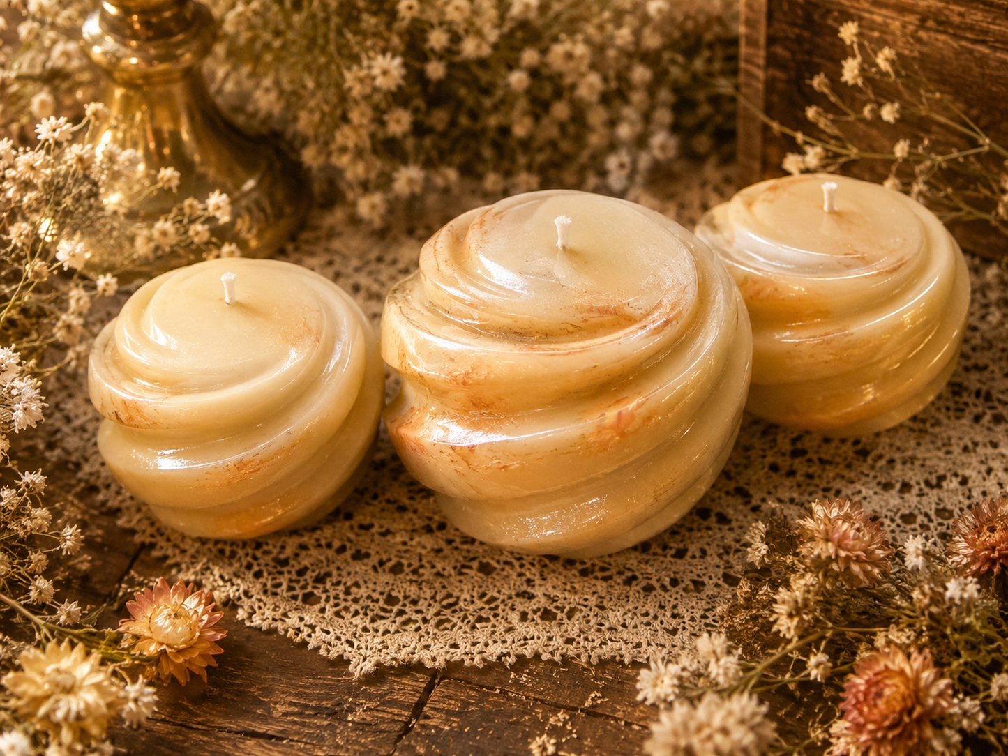 Amberwhirl Sculptural Beeswax Candle