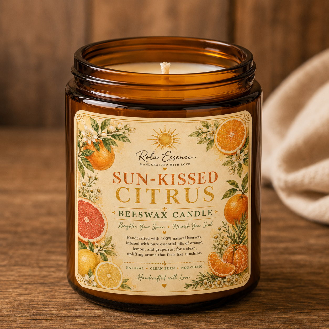 Sun-Kissed Citrus Beeswax Candle