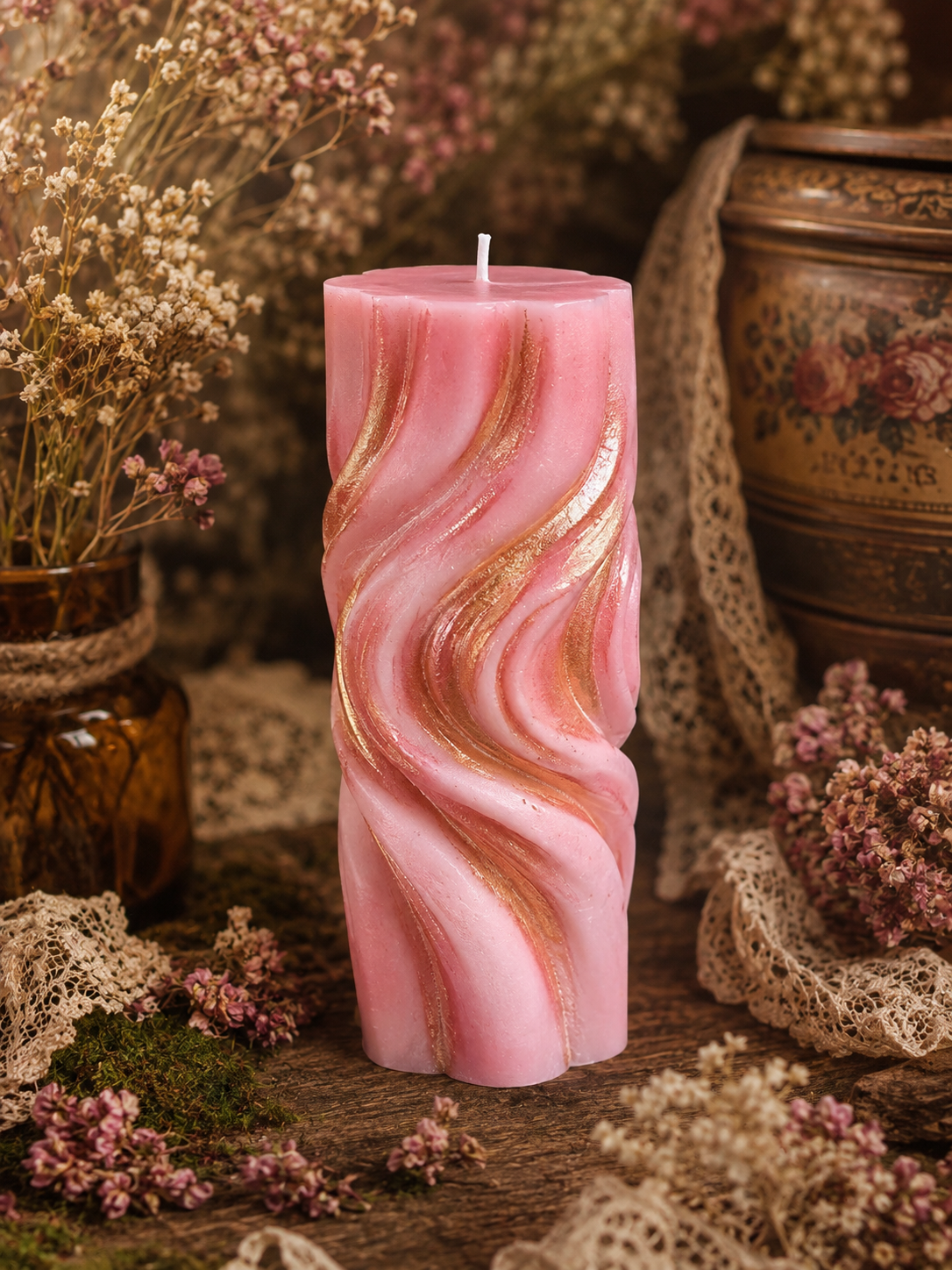 Rosewater Goddess Candle | Bathed in Roses, Kissed in Gold