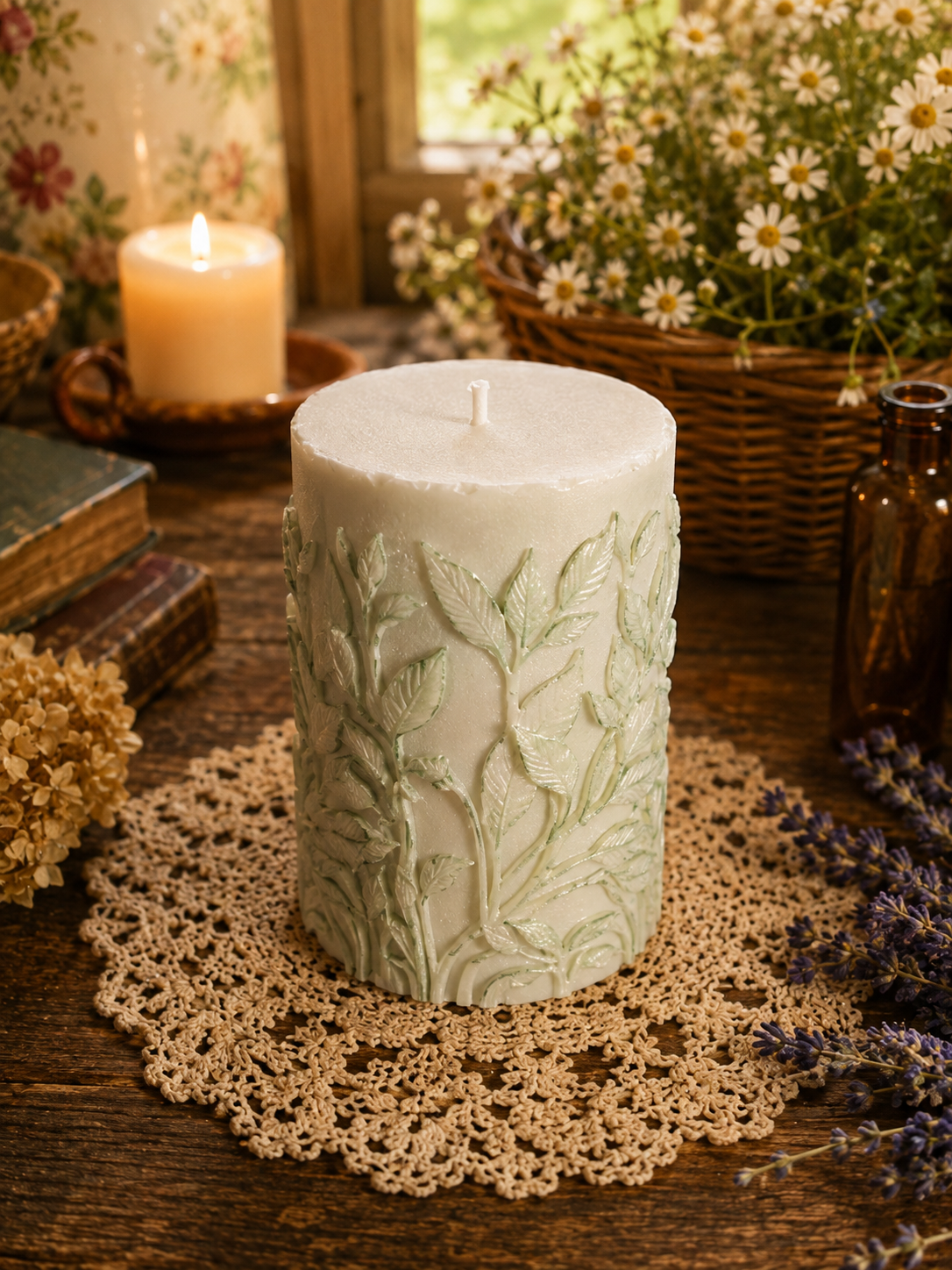 Botanical Garden Beeswax Pillar Candle