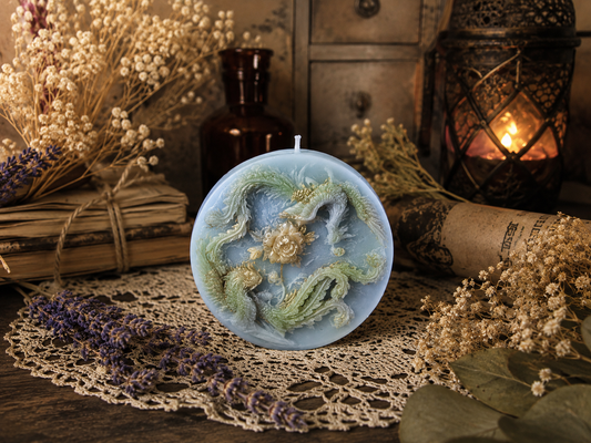 Dragon’s Grace Beeswax Candle  Where Strength Blooms.