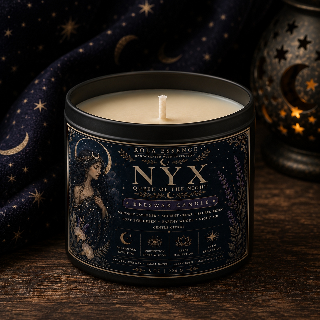 Nyx: Queen of the Night Beeswax Candle