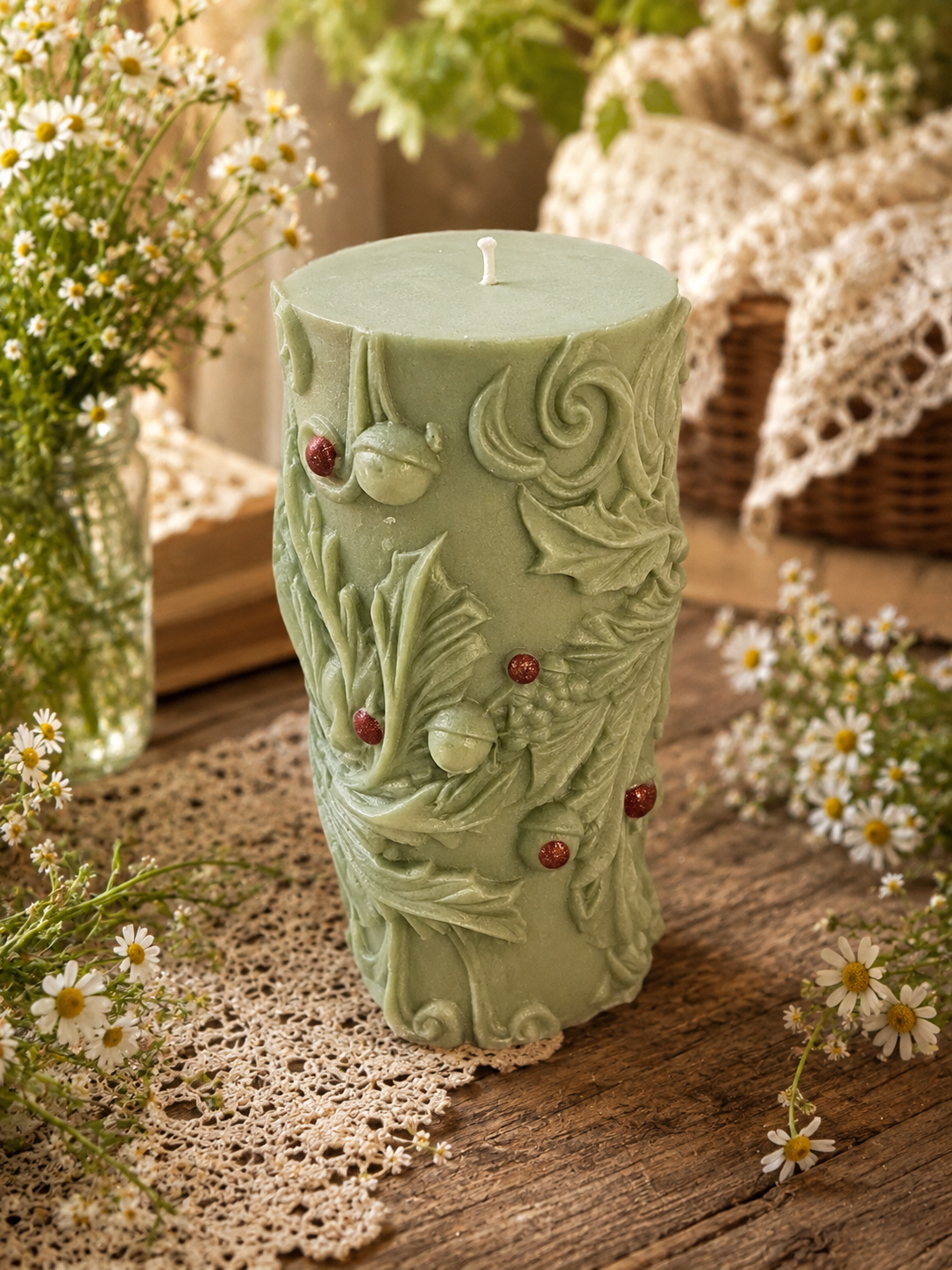 Winterberry Hollow Beeswax Candle