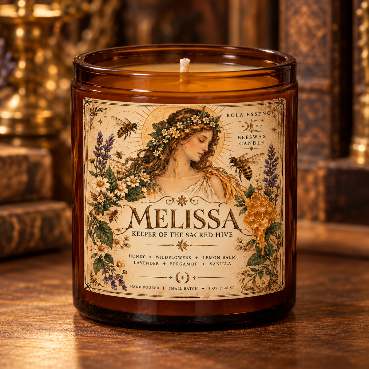 Melissa • Keeper of the Sacred Hive - Goddess-Inspired Beeswax Candle