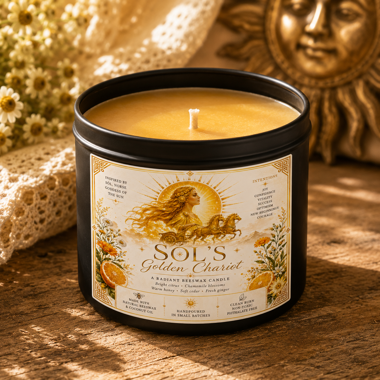 Sól’s Golden Chariot | Radiant Beeswax Candle