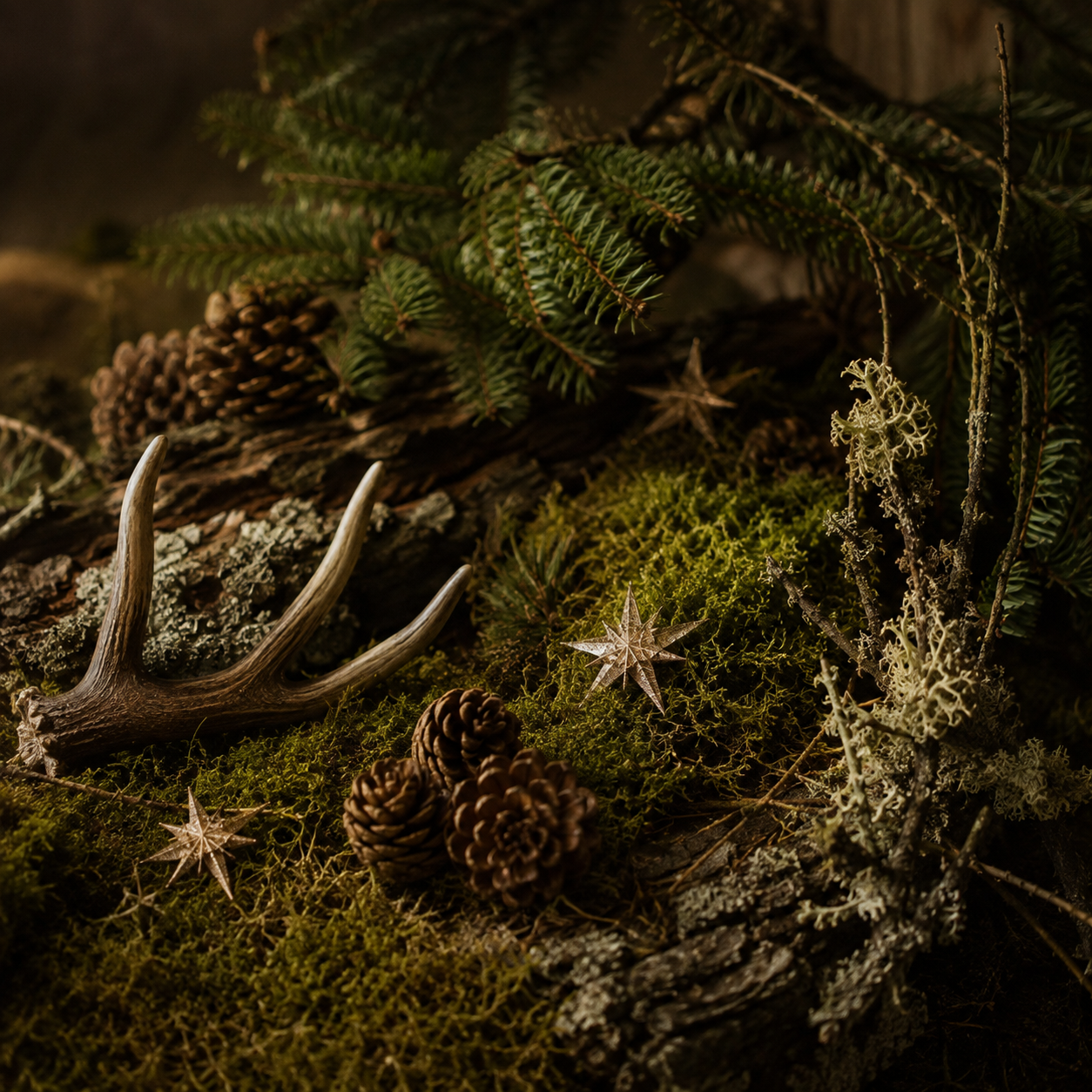 Starlit Evergreen Hollow Beeswax Candle | Where the forest meets the stars