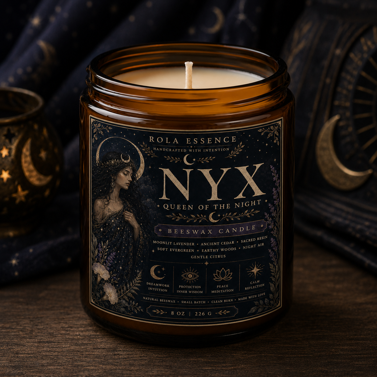 Nyx: Queen of the Night Beeswax Candle