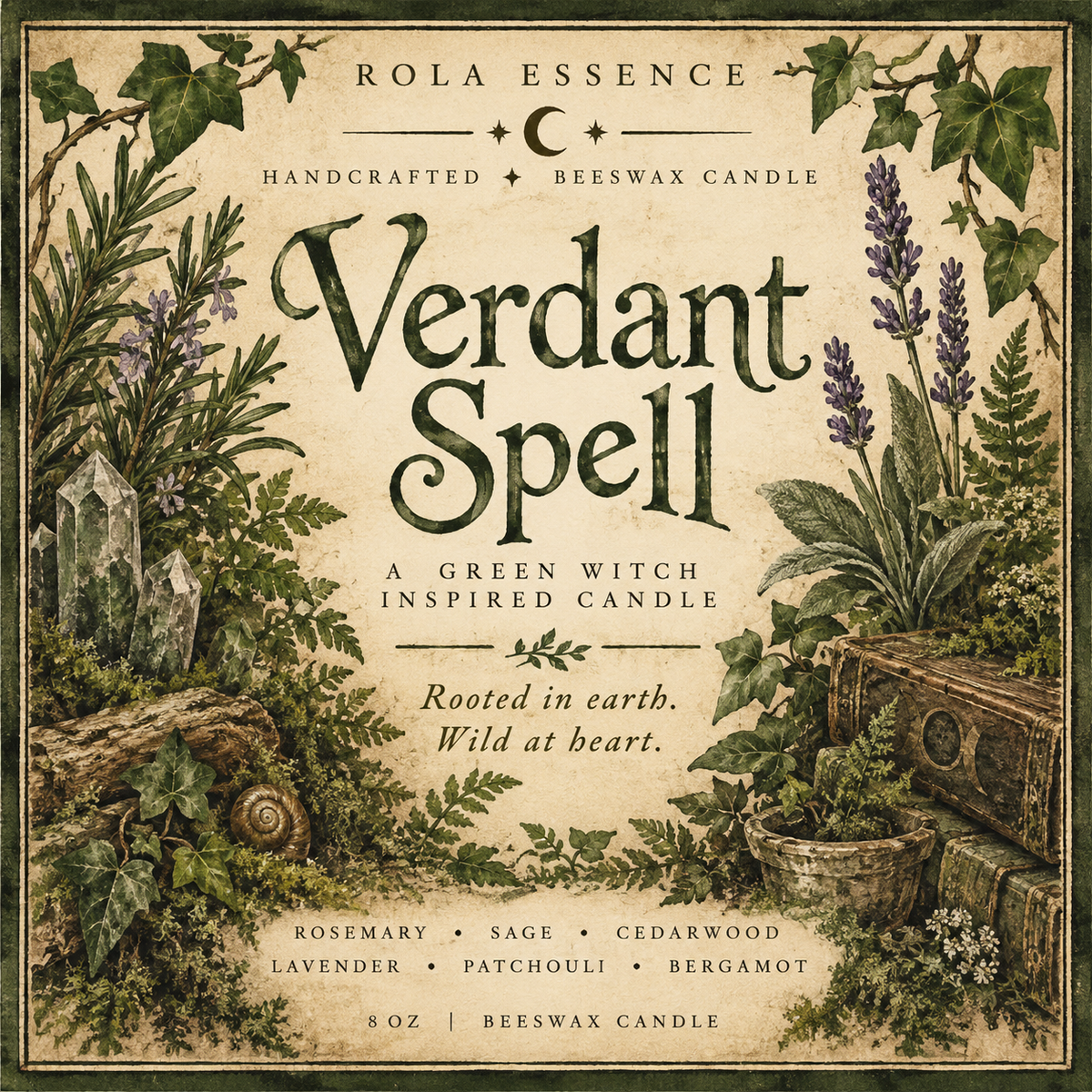 Verdant Spell - Green Witch Inspired Beeswax Candle
